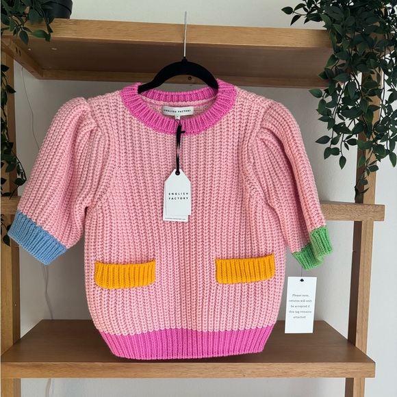 English Factory Sweaters - English Factory Pink Multicolor Chunky Knit Sweater